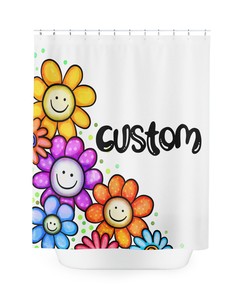 Personalized Floral Shower Curtain with Custom Name for Girly Decor