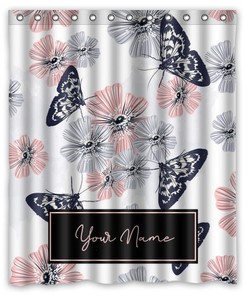 Personalized Flowers And Butterfly Shower Curtain For An Artsy Look