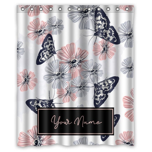 Personalized Flowers And Butterfly Shower Curtain For An Artsy Look