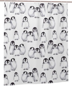 Personalized Funny Penguin Shower Curtain Set for Home Decor and Gift, Waterproof and Colorful