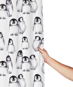 Personalized Funny Penguin Shower Curtain Set for Home Decor and Gift, Waterproof and Colorful