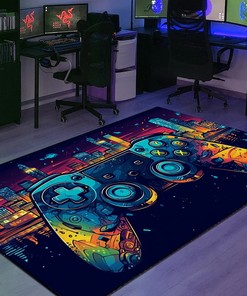 Personalized Game Controller Area Rug - Gaming Room Decor for Boys with Game Room Carpets