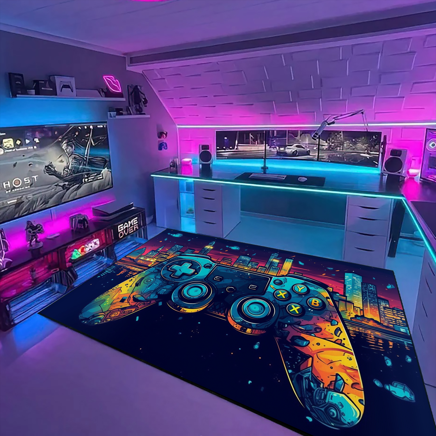 Personalized Game Controller Area Rug - Gaming Room Decor for Boys with Game Room Carpets - Image 3