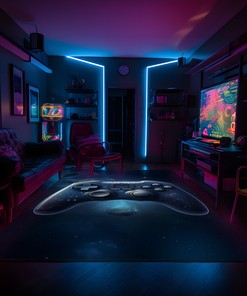 Personalized Game Controller Rugs for Teen Boys with Custom Vintage Area Rug Design