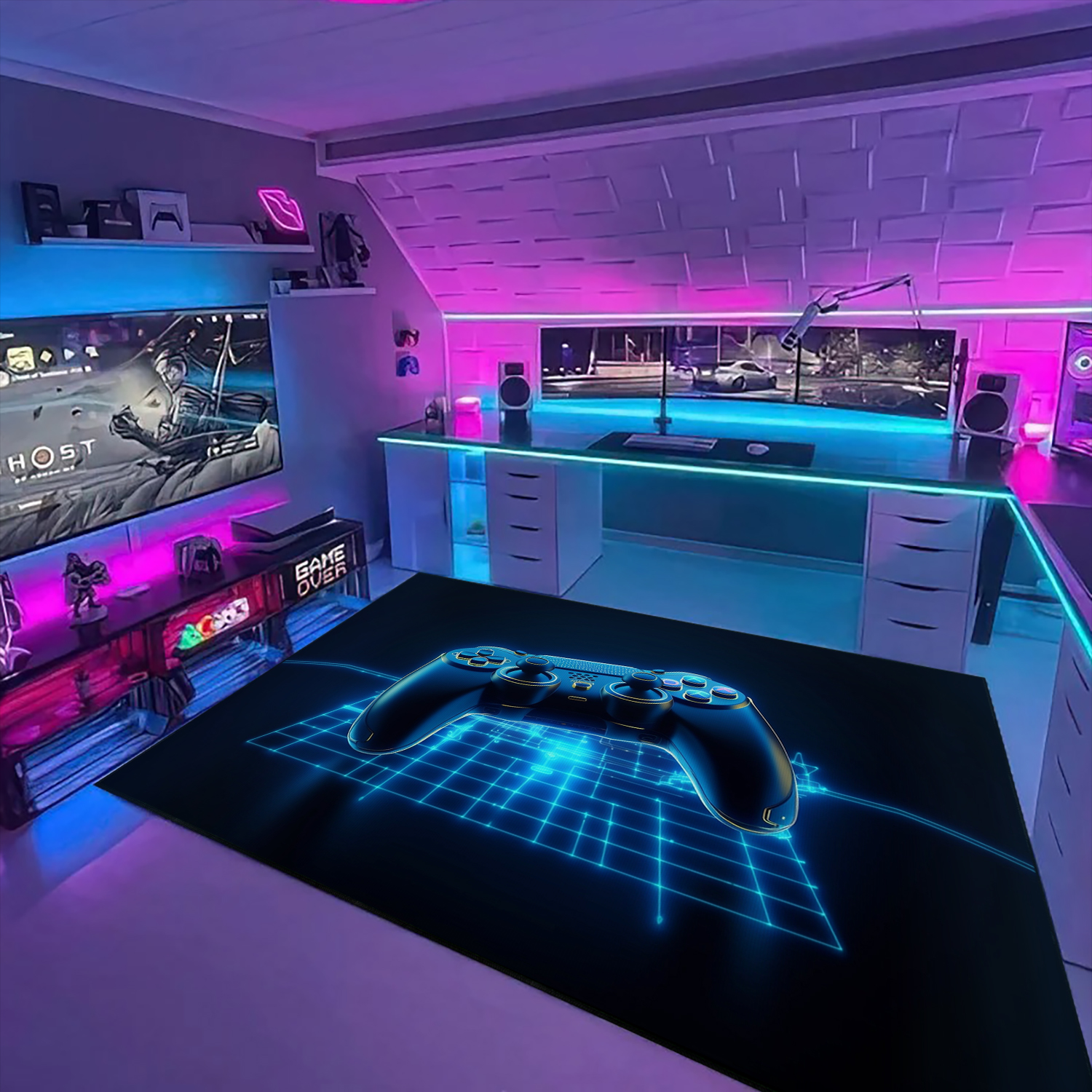 Personalized Game Room Area Rugs for Boys - Upgrade Your Game Room Decor - 3D Controller Design - Image 2