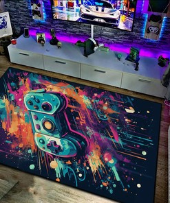 Personalized Game Room Carpet for Teen Boys with Customizable Vintage Area Rug