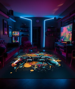 Personalized Game Room Carpet with Vintage Game Room Design for Teen Boys