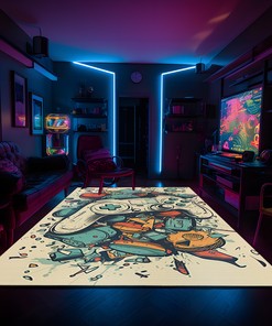 Personalized Game Room Carpet with Vintage Game Room Style for Teen Boys, Ideal for Home Decoration