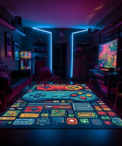 Personalized Game Room Controller Rug for Teen Boys - Premium Gaming Area Rugs in Full Size - Upgrade Your Room Decor