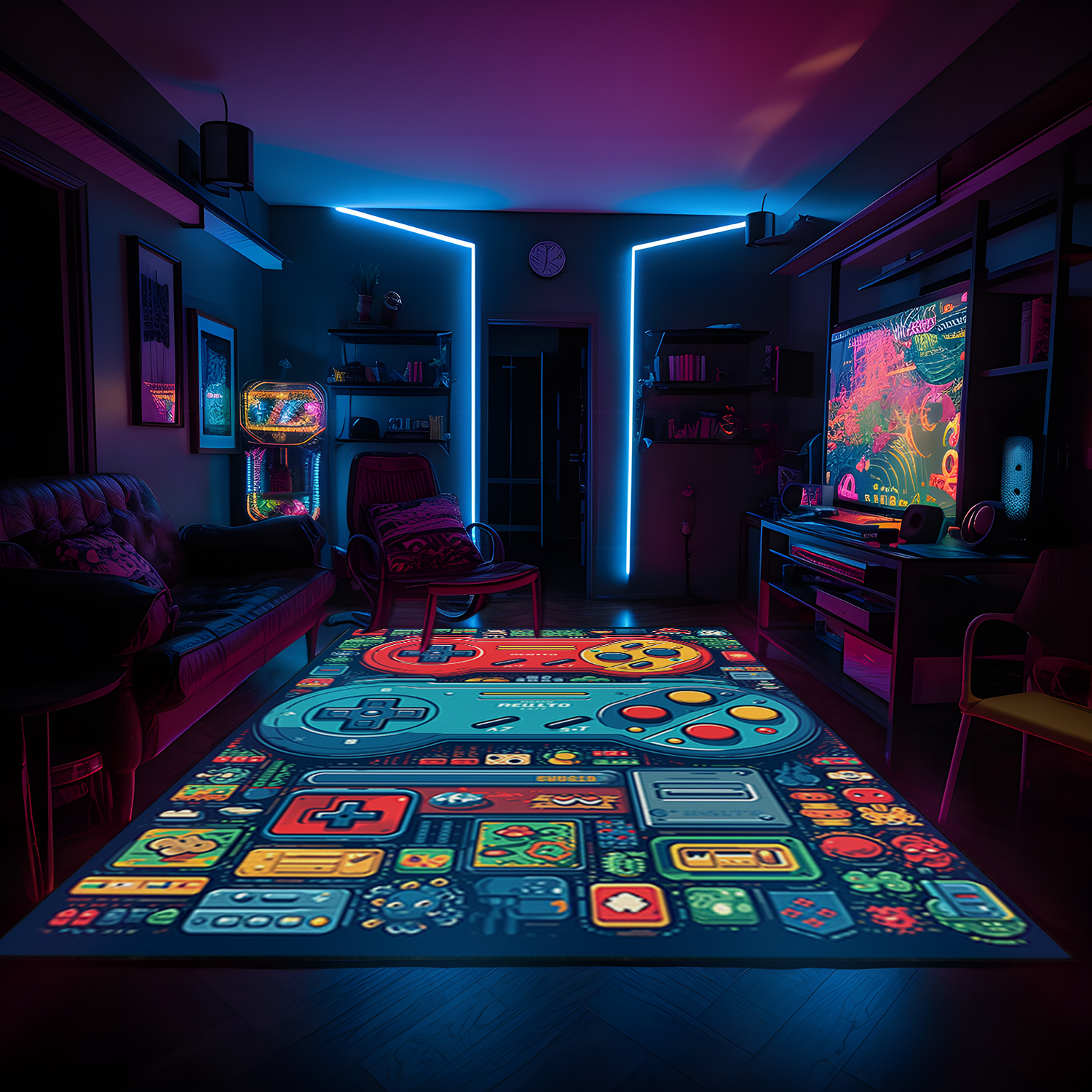 Personalized Game Room Controller Rug for Teen Boys - Premium Gaming Area Rugs in Full Size - Upgrade Your Room Decor