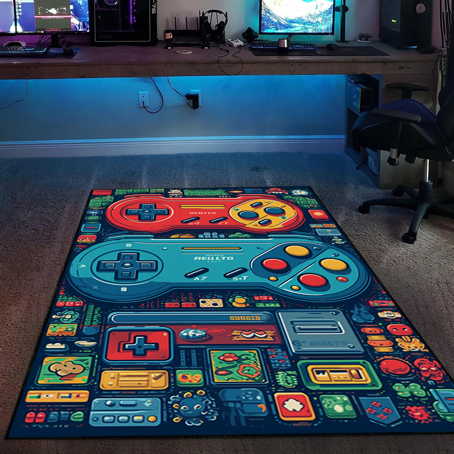 Personalized Game Room Controller Rug for Teen Boys - Premium Gaming Area Rugs in Full Size - Upgrade Your Room Decor - Image 2