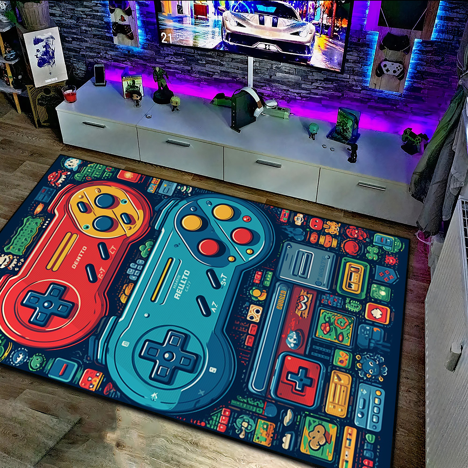 Personalized Game Room Controller Rug for Teen Boys - Premium Gaming Area Rugs in Full Size - Upgrade Your Room Decor - Image 3