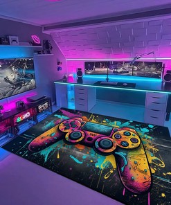 Personalized Game Room Rugs for Boys - Customizable Game Controller Design - Perfect for Gaming or Relaxing