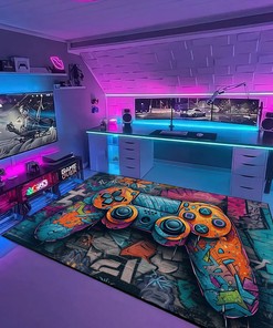 Personalized Game Room Rugs for Boys - Perfect for Boys who Love Gaming - Kids Game Room Rug
