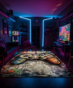 Personalized Game Room with Vintage Game Room Rug Decor for Teen Boys