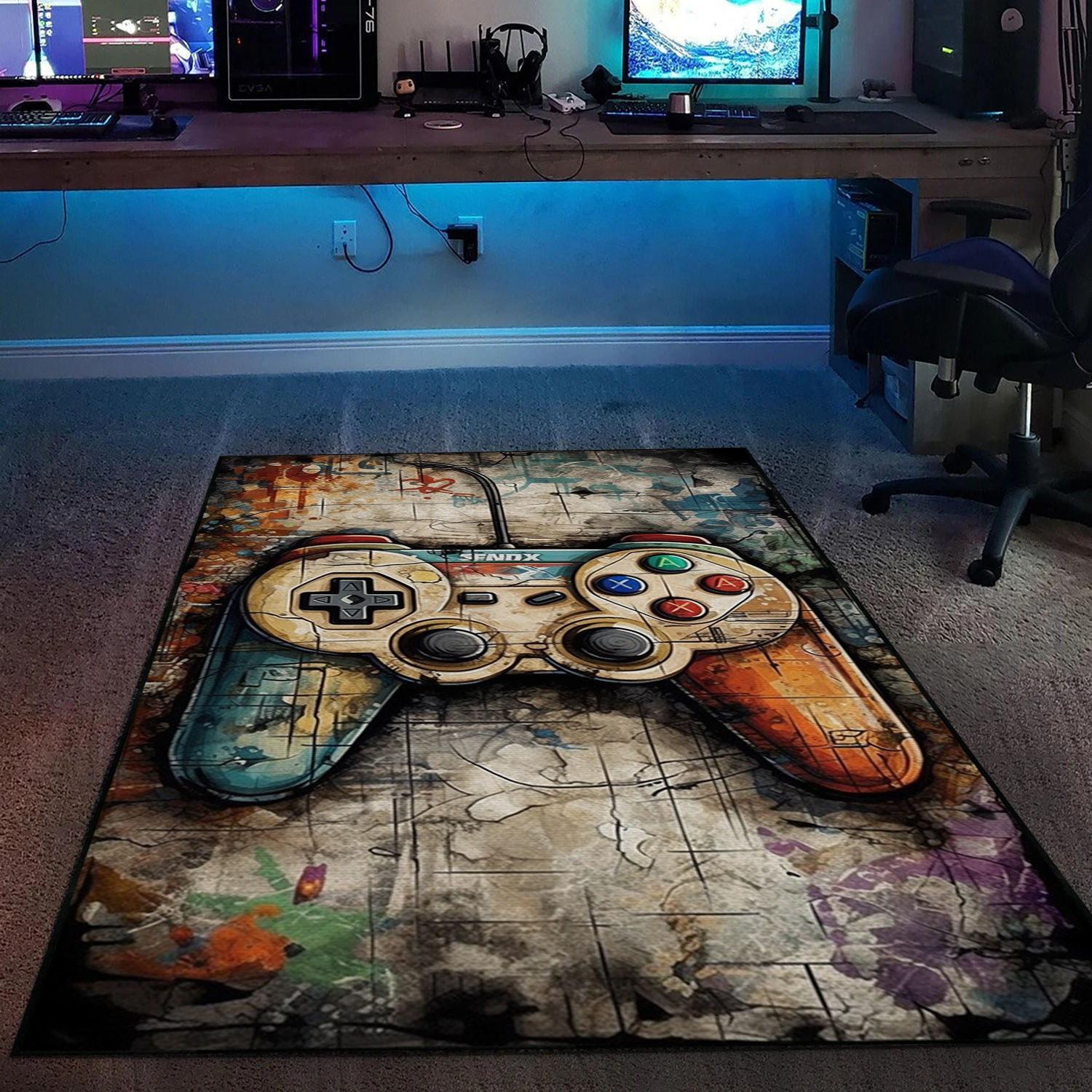 Personalized Game Room with Vintage Game Room Rug Decor for Teen Boys - Image 2