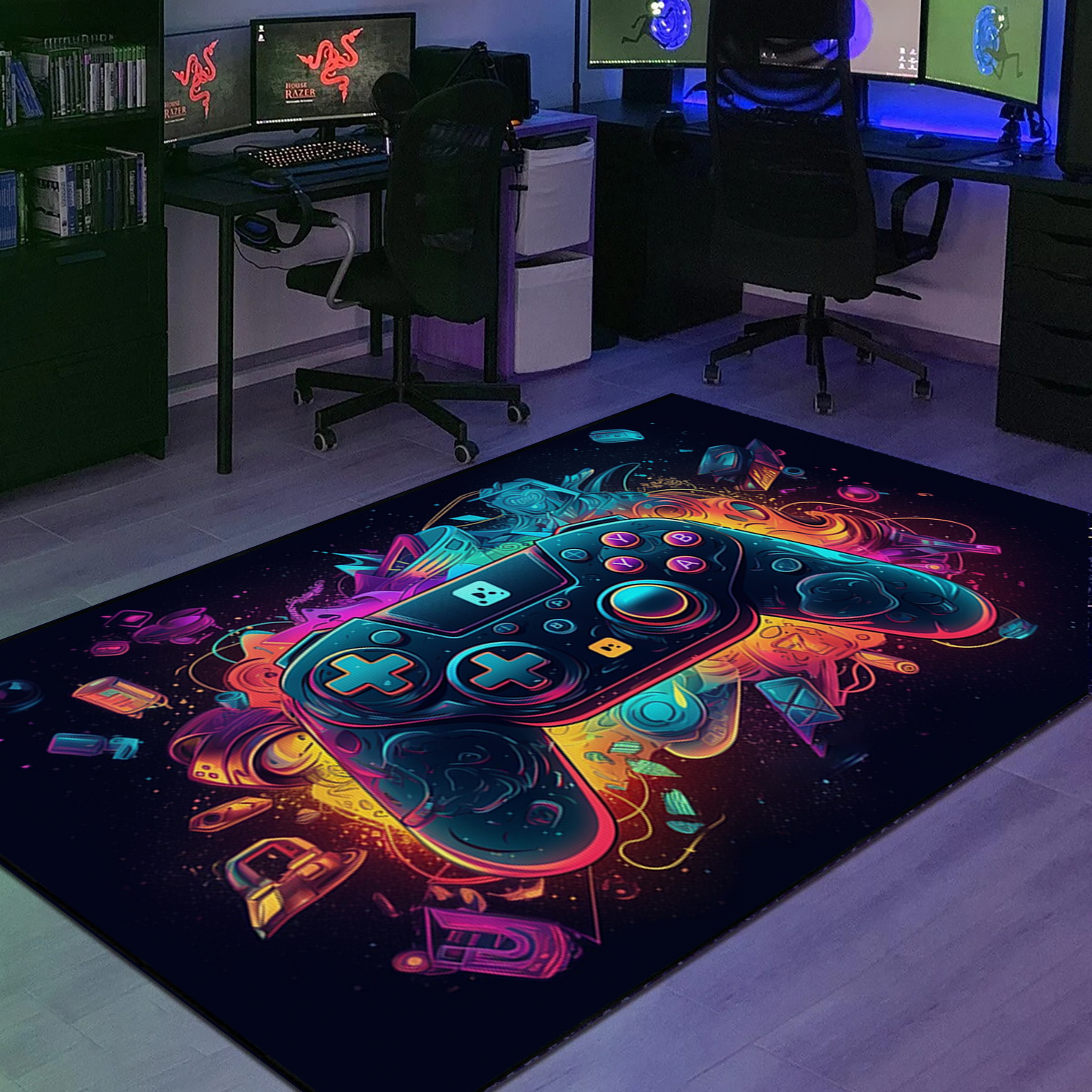 Personalized Gamer Rug - Shufflezone Gaming Area Rug T55 - Perfect for Teen Boys and Gamers - Image 3