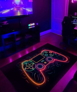 Personalized Gamer Rug for Bedroom - Customized Shufflezone Game Room Area Rug for Teens with Vintage Game Room Rug Design