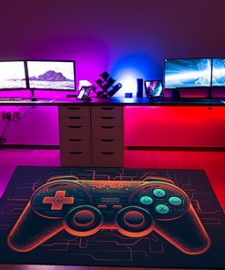 Personalized Gamer Rug for Teen Boys - Game Room Themed Area Rug with Vintage Style Game Room Decor T02