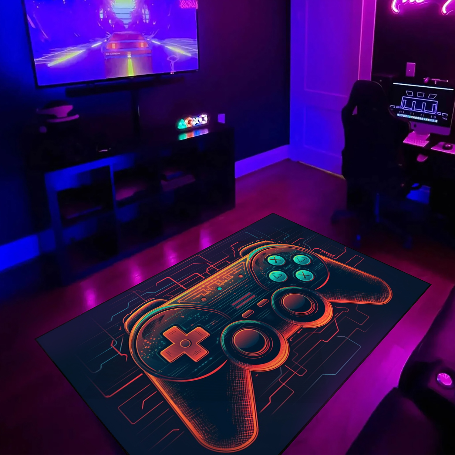 Personalized Gamer Rug for Teen Boys - Game Room Themed Area Rug with Vintage Style Game Room Decor T02 - Image 2
