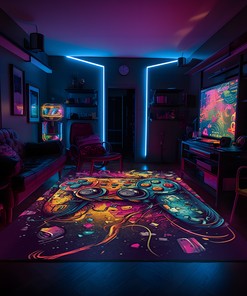 Personalized Gaming Area Rug for Bedroom with Unique Vintage Game Room Carpet