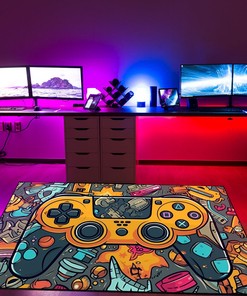 Personalized Gaming Carpet for Bedroom - Game Controller Area Rug for Teen Boys - Perfect for Game Rooms or Home Decoration M53