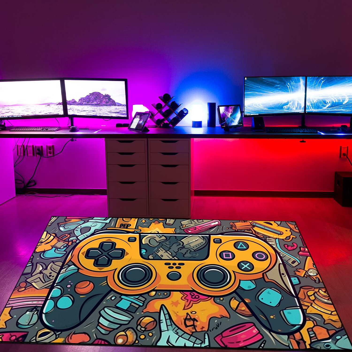 Personalized Gaming Carpet for Bedroom - Game Controller Area Rug for Teen Boys - Perfect for Game Rooms or Home Decoration M53