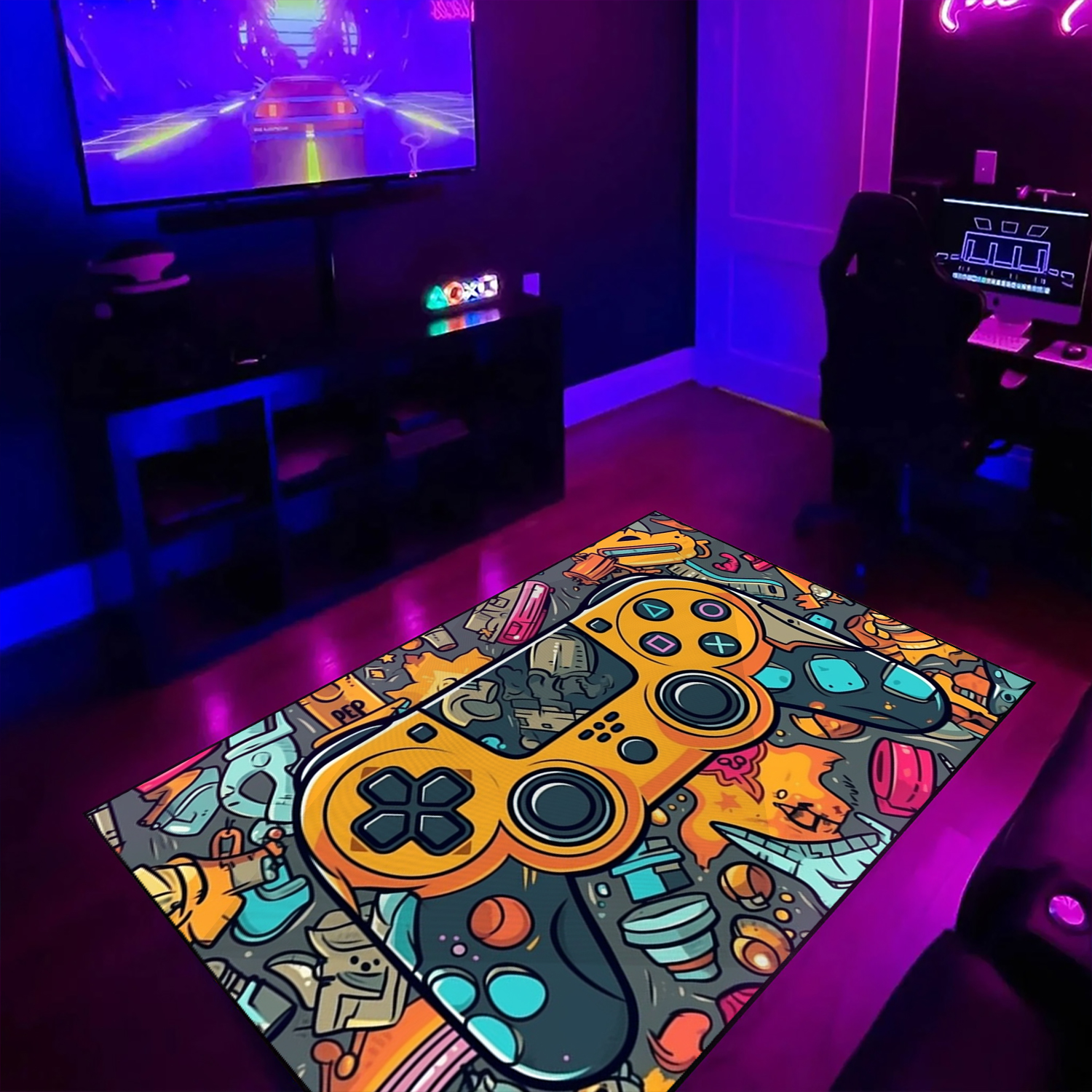 Personalized Gaming Carpet for Bedroom - Game Controller Area Rug for Teen Boys - Perfect for Game Rooms or Home Decoration M53 - Image 2