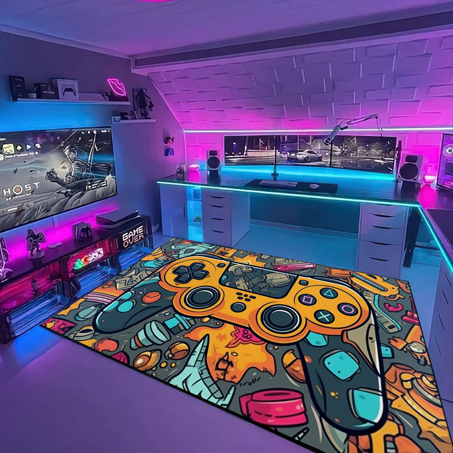 Personalized Gaming Carpet for Bedroom - Game Controller Area Rug for Teen Boys - Perfect for Game Rooms or Home Decoration M53 - Image 3