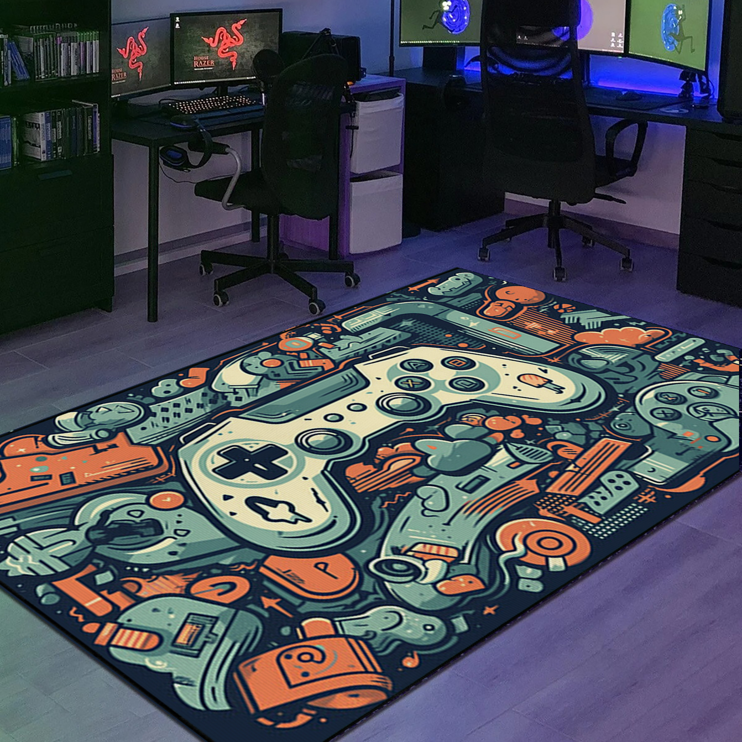 Personalized Gaming Carpet for Teen Boys - Game Room Decor for Boys with Non Slip Bathroom Rugs Washable - Large Game Rug Design T13 - Image 2