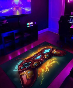 Personalized Gaming Room Area Rug for Boys - Game Controller Rug - Large Game Rug Design M62