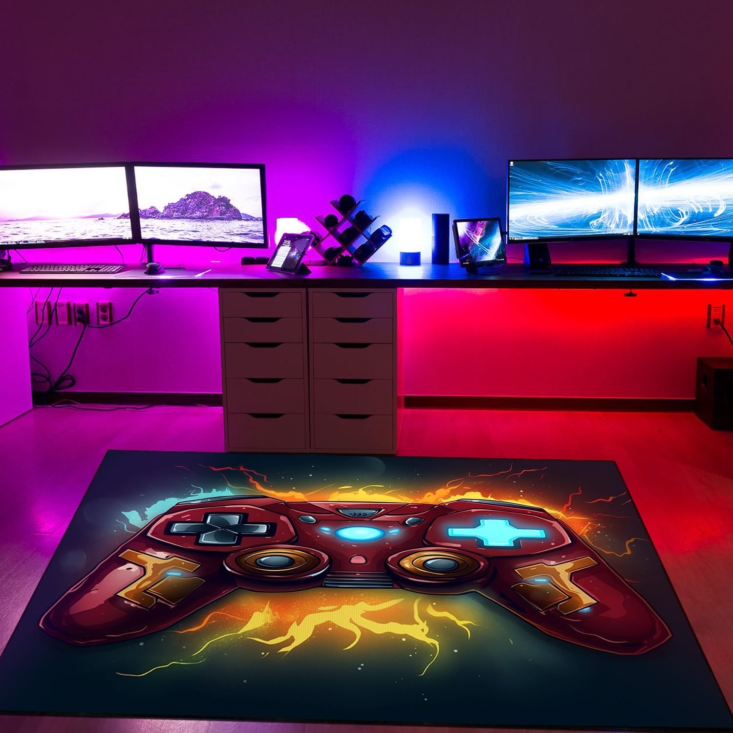 Personalized Gaming Room Area Rug for Boys - Game Controller Rug - Large Game Rug Design M62 - Image 3