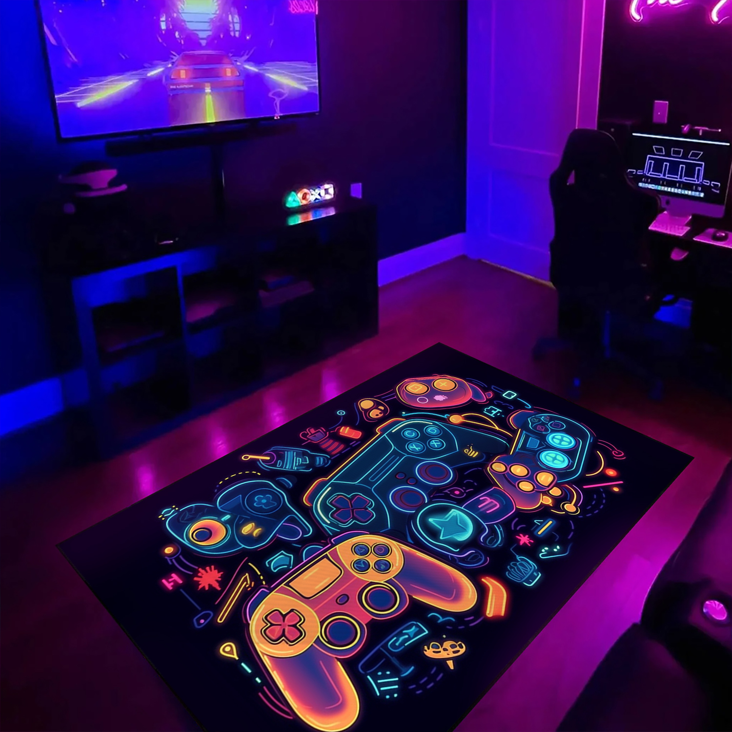 Personalized Gaming Room Area Rug for Boys - Game Controller Rug with Non Slip Bathroom Rugs Washable - Large Game Rug Design - Image 3