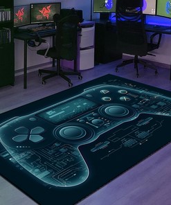 Personalized Gaming Room Area Rug for Boys - Game Controller Rug with Non Slip Bathroom Rugs Washable T05