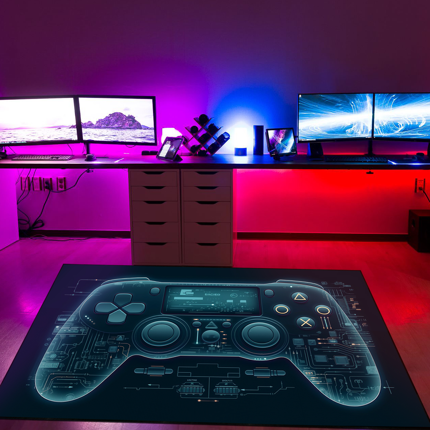 Personalized Gaming Room Area Rug for Boys - Game Controller Rug with Non Slip Bathroom Rugs Washable T05 - Image 2