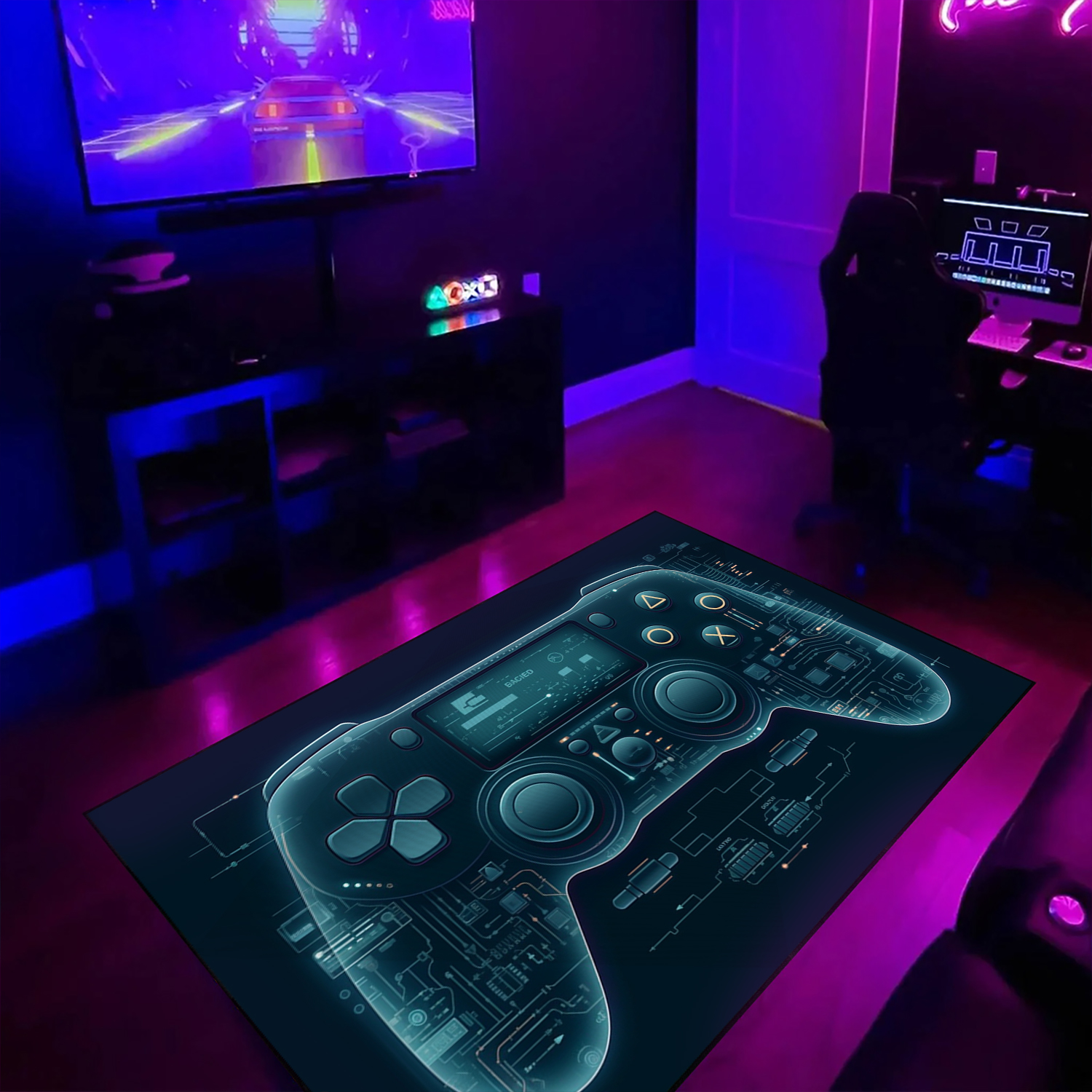 Personalized Gaming Room Area Rug for Boys - Game Controller Rug with Non Slip Bathroom Rugs Washable T05 - Image 3
