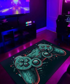 Personalized Gaming Room Area Rug for Boys - Game Room Themed Area Rug - Large Game Rug Design T11