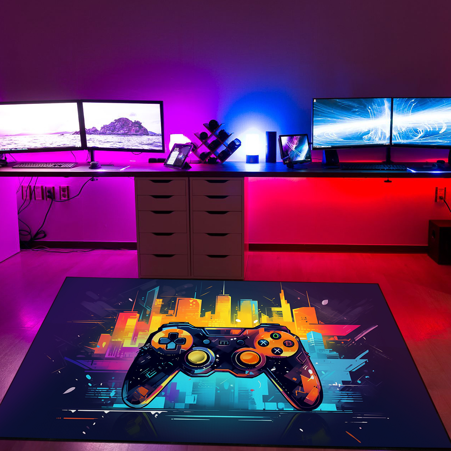 Personalized Gaming Room Area Rug for Teen Boys - Game Controller Rug with Non Slip Bathroom Rugs Washable - Large Game Rug Design - Image 2