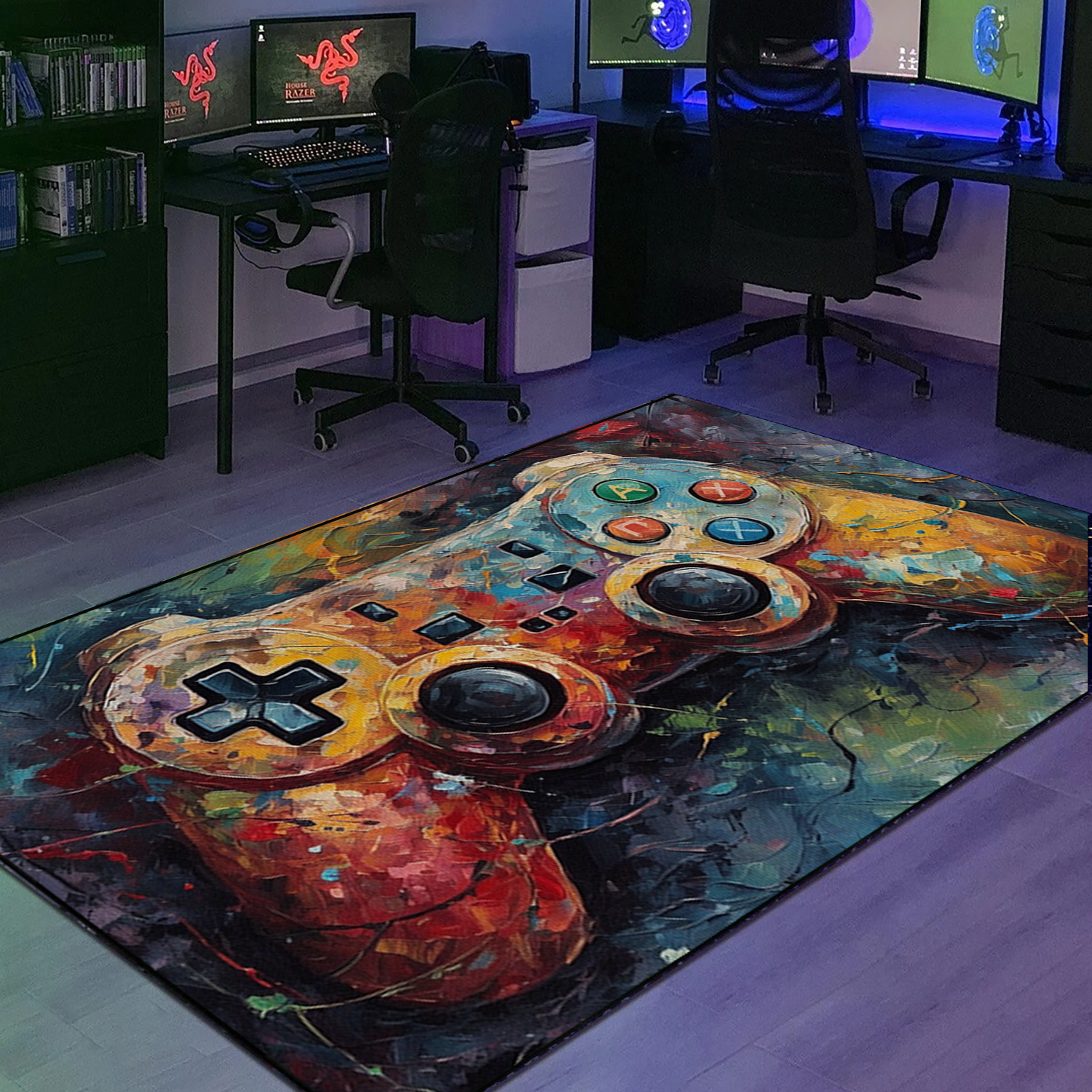 Personalized Gaming Rug for Boys Room - Game Controller Area Rug with Non Slip Bathroom Rugs Washable - Large Game Rug Design M36 - Image 2