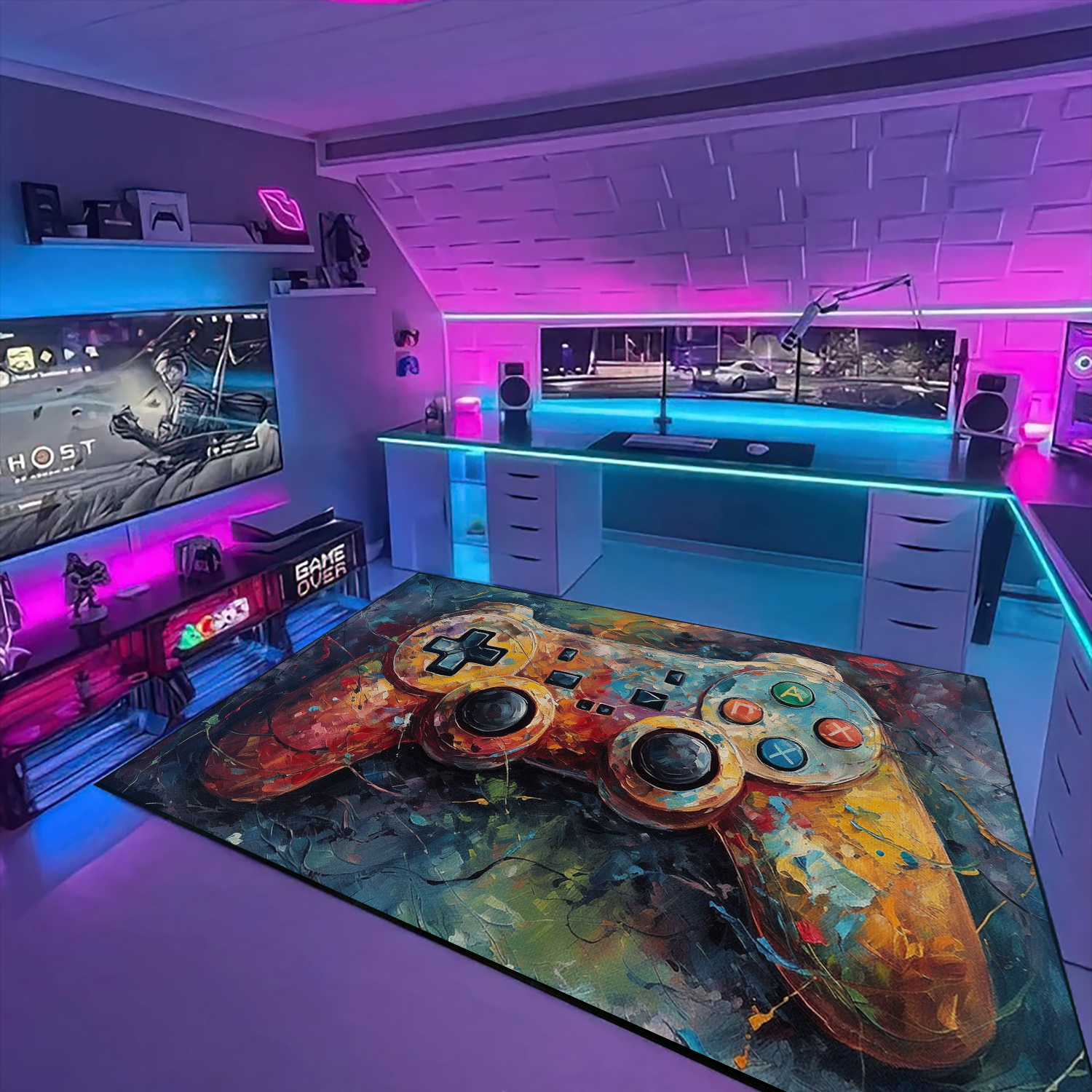 Personalized Gaming Rug for Boys Room - Game Controller Area Rug with Non Slip Bathroom Rugs Washable - Large Game Rug Design M36 - Image 3