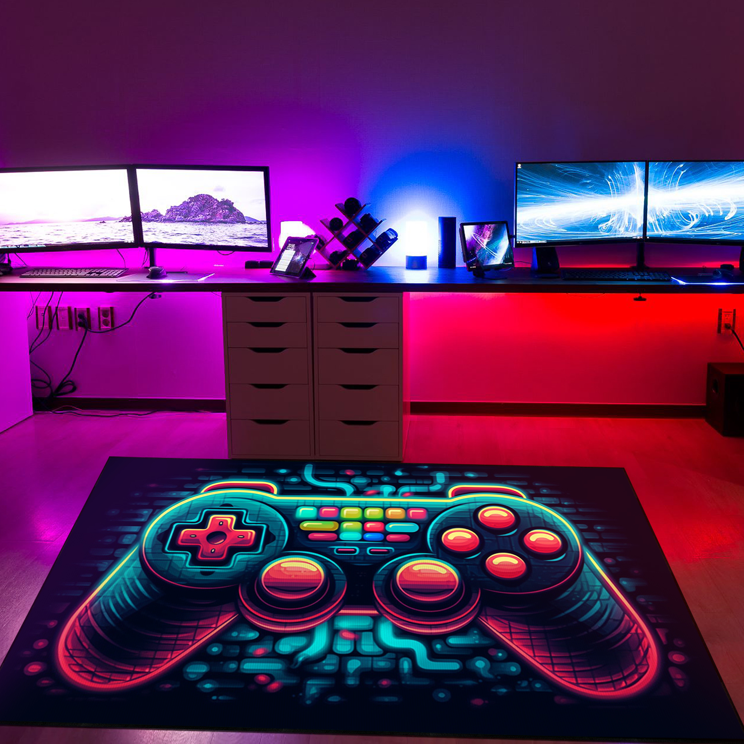 Personalized Gaming Rug for Boys Room - Game Controller Area Rug with Vintage Game Room Rug Design M30 - Image 2