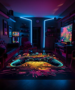 Personalized Gaming Rug for Boys Room with Custom Vintage Game Room Design