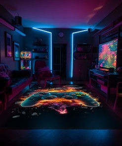 Personalized Gaming Rug for Boys Room with Custom Vintage Game Room Pattern