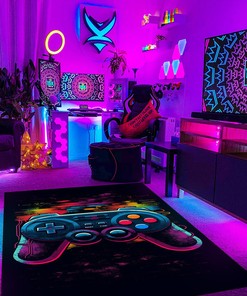Personalized Gaming Rugs for Bedrooms with Custom Vintage Game Room Design