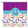 Personalized Horse Shower Curtain with Name, Pink, Purple, Aqua Blue, Orange, and Yellow Printed Bathroom Decor