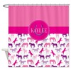 Personalized Horse Shower Curtain with Name, Pink, Purple, Hot Pink, Lavender, and White Printed Bathroom Decor