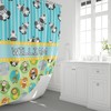 Personalized Kids Safari Animals Shower Curtain With Custom Name, Cute Blue And Green Bathroom Decor