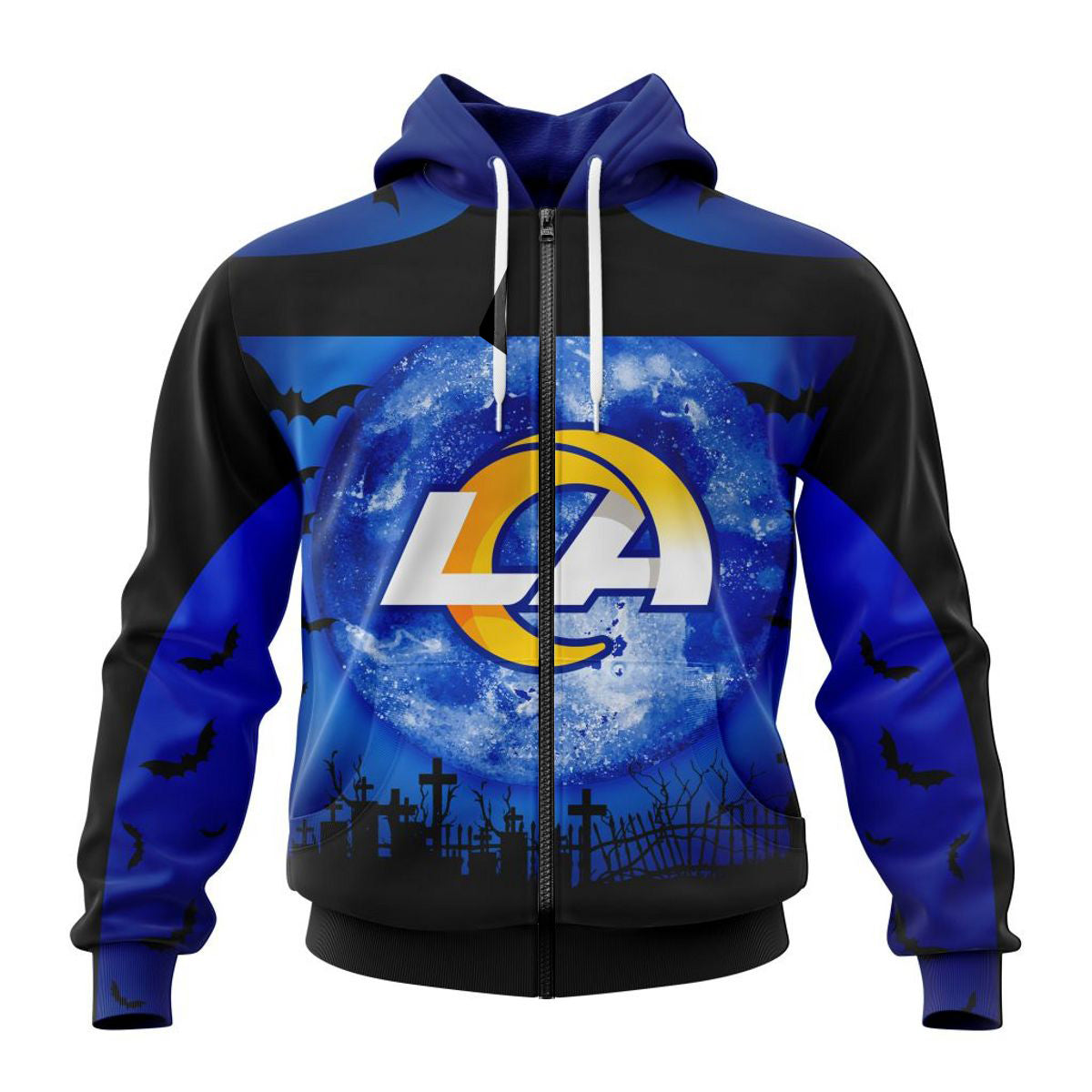 Personalized Los Angeles Rams Halloween 3D All Over Print Hoodie, Custom Name & Number Gifts For Fans