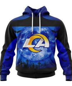 Personalized Los Angeles Rams Halloween 3D All Over Print Hoodie, Custom Name & Number Gifts For Fans