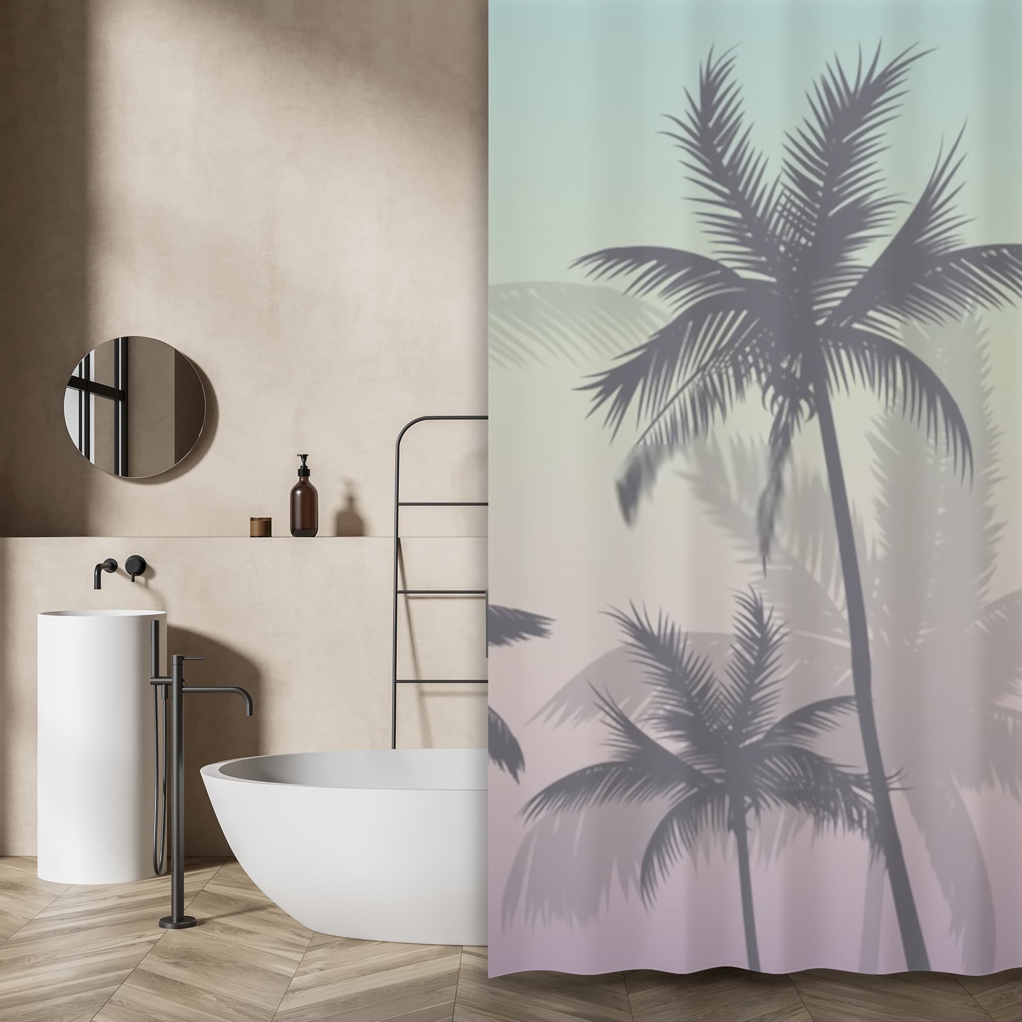 Personalized Luxury Shower Curtains - Palm Trees Unique Bathroom Decor At Home Shower Curtains